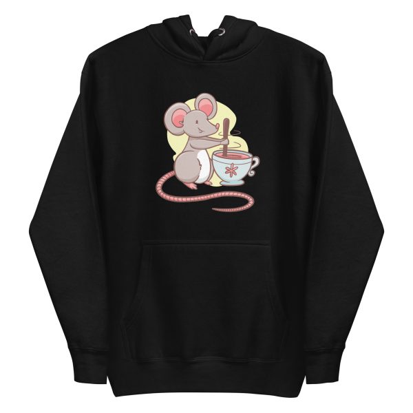 unisex-premium-pullover-hoodie-black-front-6a182126bd80e.jpg Mouse Stirring Tea Hoodie