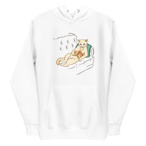unisex-premium-pullover-hoodie-white-front-6a16f24b36d49.jpg Chill Cat Hoodie