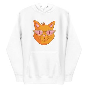 unisex-premium-pullover-hoodie-white-front-6a16f4626566d.jpg Stylish Glasses Cat Hoodie