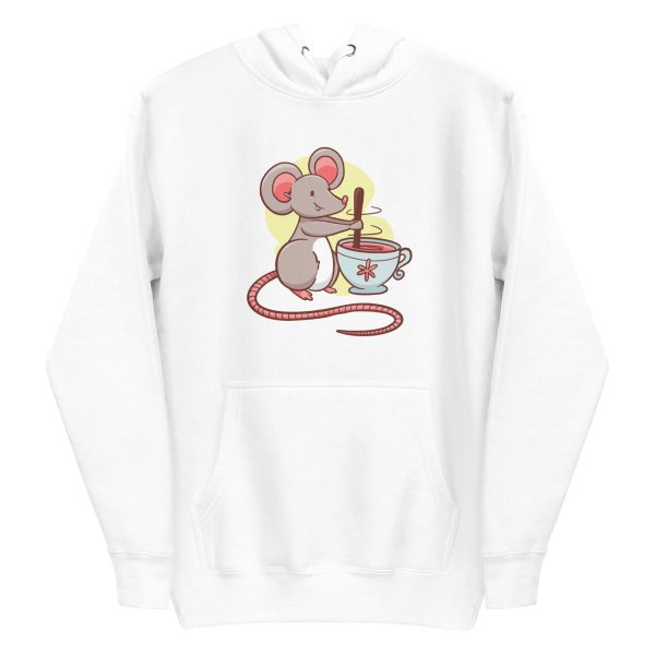 unisex-premium-pullover-hoodie-white-front-6a182126bad55.jpg Mouse Stirring Tea Hoodie