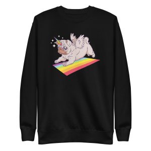unisex-premium-sweatshirt-black-front-6a17aec427467.jpg Pug Unicorn Sweatshirt
