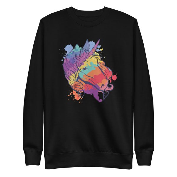 unisex-premium-sweatshirt-black-front-6a17e731271ed.jpg Colorful Unicorn Sweatshirt