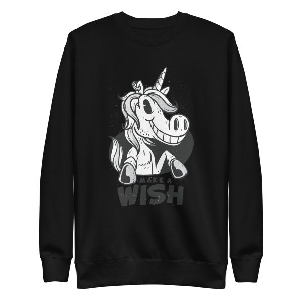 unisex-premium-sweatshirt-black-front-6a17eb8711388.jpg Unicorn Make A Wish Sweatshirt