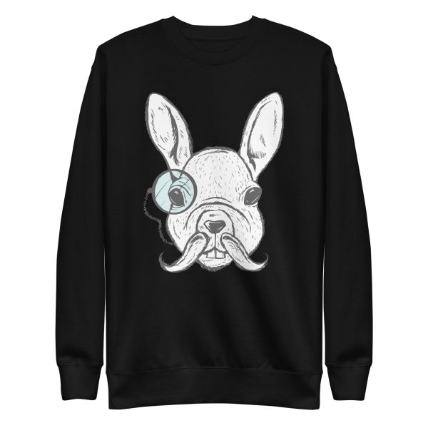 unisex-premium-sweatshirt-black-front-6a1836760564b.jpg White Rabbit Illustration Sweatshirt