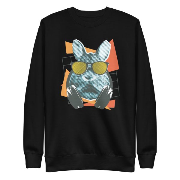 unisex-premium-sweatshirt-black-front-6a1840d61ca67.jpg Cool Rabbit With Sunglasses Sweatshirt