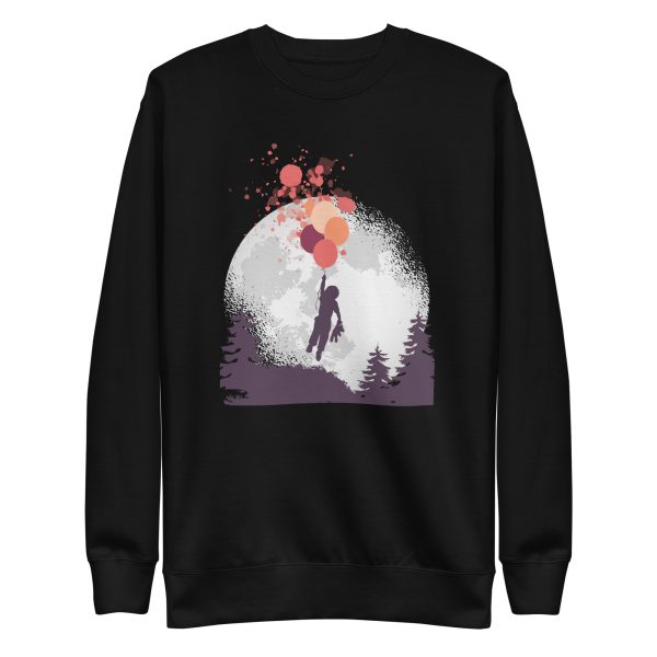 unisex-premium-sweatshirt-black-front-6a196cc8f27e5.jpg Boy and Teddy Bear Floating Sweatshirt
