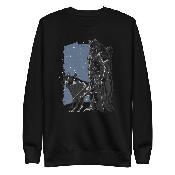 unisex-premium-sweatshirt-black-front-6a1a9d0d7b9de.jpg Viking and Wolves Sweatshirt