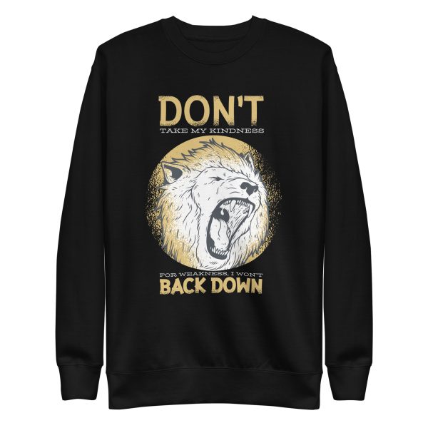 unisex-premium-sweatshirt-black-front-6a1afd57b1eb2.jpg Lion Weakness Sweatshirt