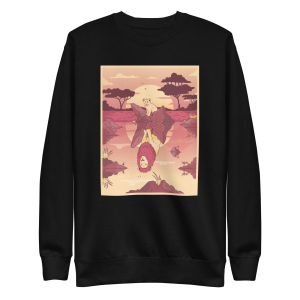 unisex-premium-sweatshirt-black-front-6a1bbae1a5f83.jpg Lion Reflection Sweatshirt