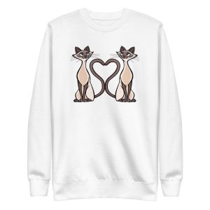 unisex-premium-sweatshirt-white-front-6a16da41220a4.jpg Siamese Cats Heart Sweatshirt