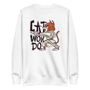 unisex-premium-sweatshirt-white-front-6a170a8843fda.jpg Taekwondo Cat Sweatshirt