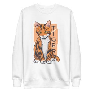 unisex-premium-sweatshirt-white-front-6a17a410dc705.jpg Tiger Cat Sweatshirt