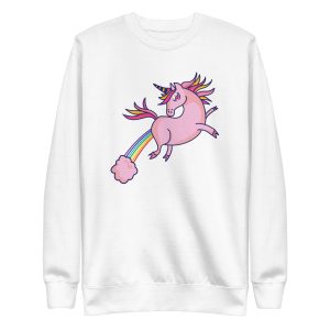 unisex-premium-sweatshirt-white-front-6a17a876665ed.jpg Pink Unicorn Flying Sweatshirt
