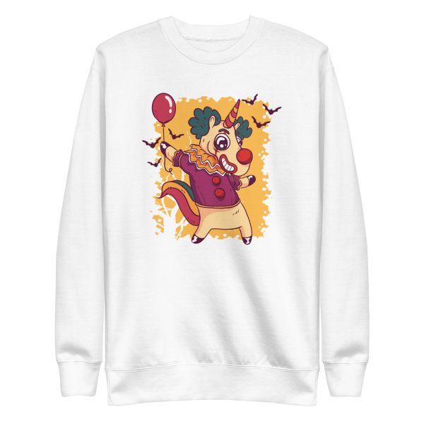 unisex-premium-sweatshirt-white-front-6a17b8e40f6f8.jpg Unicorn Clown Sweatshirt