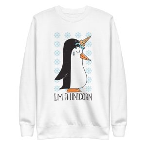 unisex-premium-sweatshirt-white-front-6a17dc6b958ed.jpg Penguin Unicorn Sweatshirt
