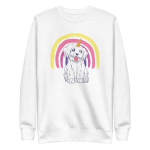 unisex-premium-sweatshirt-white-front-6a17dd863854d.jpg Rainbow Unicorn Dog Sweatshirt