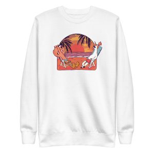 unisex-premium-sweatshirt-white-front-6a17e86355955.jpg Unicorn and Flamingo Beach Sweatshirt