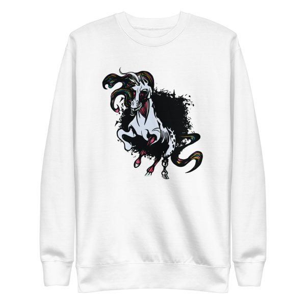 unisex-premium-sweatshirt-white-front-6a17f7b0ef8bf.jpg Dark Unicorn Sweatshirt
