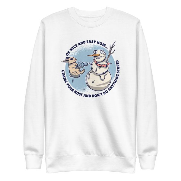 unisex-premium-sweatshirt-white-front-6a1835980d690.jpg Rabbit Snowman Sweatshirt