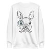 unisex-premium-sweatshirt-white-front-6a183676028a5.jpg White Rabbit Illustration Sweatshirt