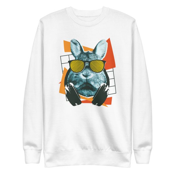 unisex-premium-sweatshirt-white-front-6a1840d618f96.jpg Cool Rabbit With Sunglasses Sweatshirt