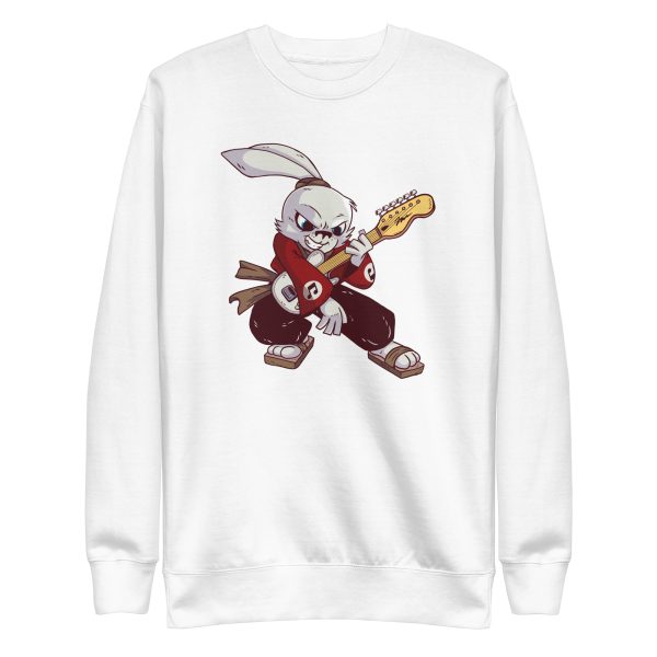 unisex-premium-sweatshirt-white-front-6a184c56b2932.jpg Samurai Guitarist Rabbit Sweatshirt