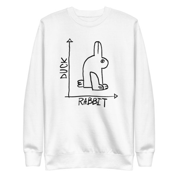 unisex-premium-sweatshirt-white-front-6a184ca382e1f.jpg Rabbit Duck Graphic Sweatshirt