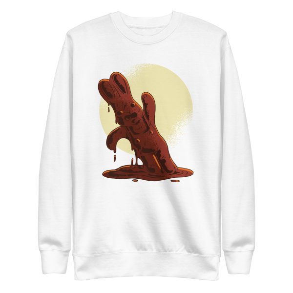 unisex-premium-sweatshirt-white-front-6a18ec814f520.jpg Chocolate Easter Bunny Sweatshirt
