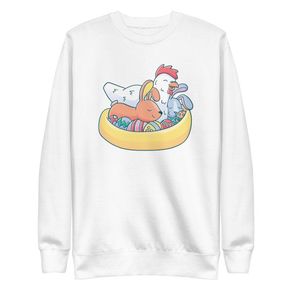 unisex-premium-sweatshirt-white-front-6a18ed2a1531b.jpg Easter Animals Sweatshirt