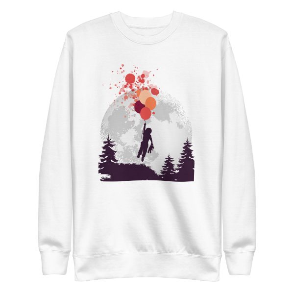 unisex-premium-sweatshirt-white-front-6a196cc8efec8.jpg Boy and Teddy Bear Floating Sweatshirt