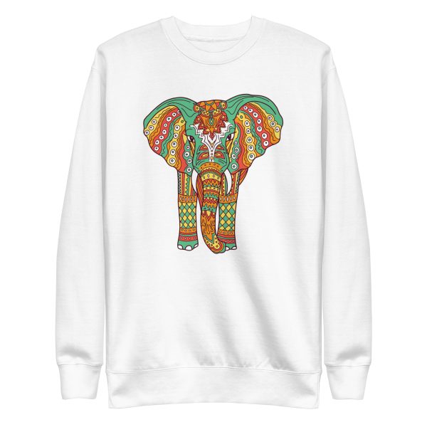 unisex-premium-sweatshirt-white-front-6a1983be62f1d.jpg Colorful Elephant Mandala Sweatshirt