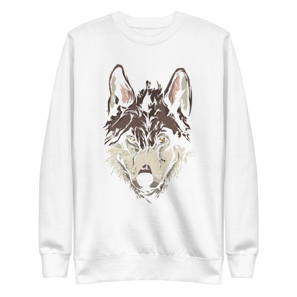 unisex-premium-sweatshirt-white-front-6a19860bd33c0.jpg Wolf Face Sweatshirt