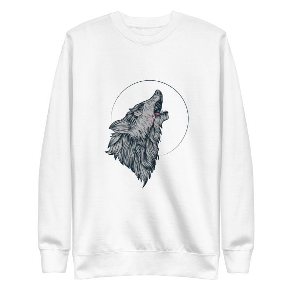 unisex-premium-sweatshirt-white-front-6a1987530fbde.jpg Wolf Howling Sweatshirt