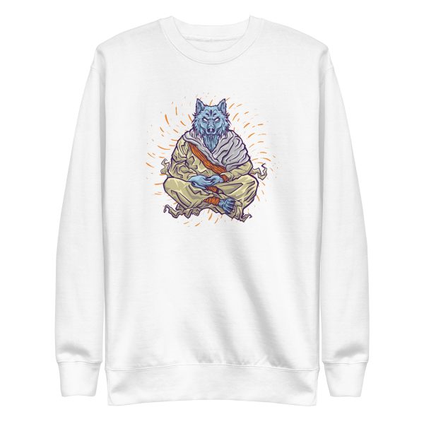 unisex-premium-sweatshirt-white-front-6a1a9c2e47023.jpg Monk Wolf Sweatshirt