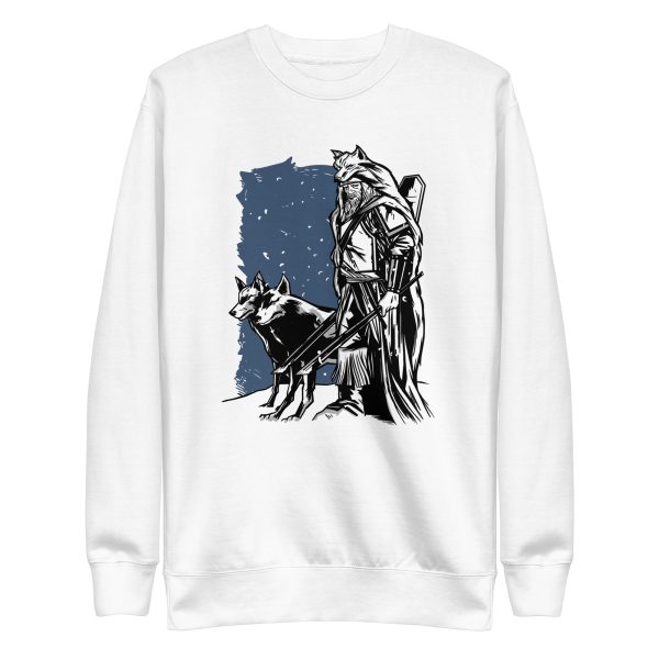 unisex-premium-sweatshirt-white-front-6a1a9d0d7992d.jpg Viking and Wolves Sweatshirt