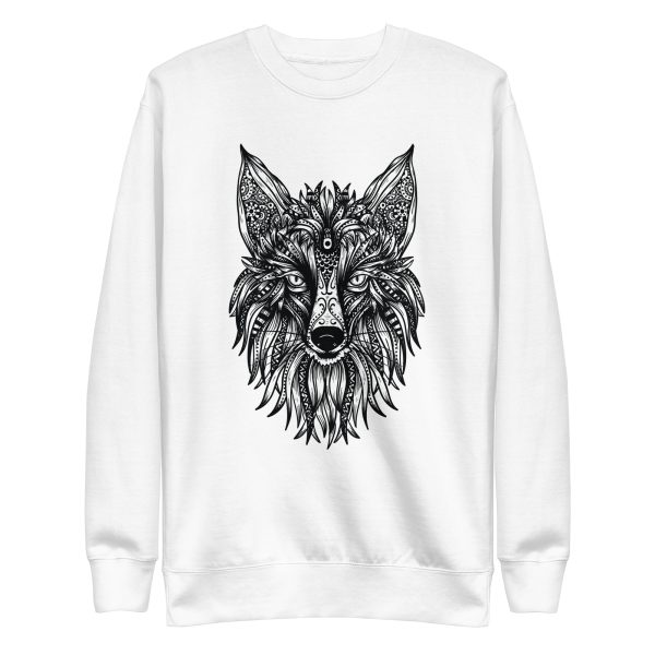 unisex-premium-sweatshirt-white-front-6a1aca406835b.jpg Tribal Fox Sweatshirt