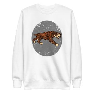 unisex-premium-sweatshirt-white-front-6a1acdb74b463.jpg Sabertooth Tiger Mandala Style Sweatshirt