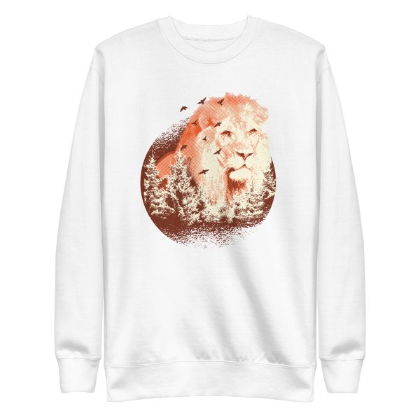 unisex-premium-sweatshirt-white-front-6a1b01075fe70.jpg Lion Forest Sweatshirt