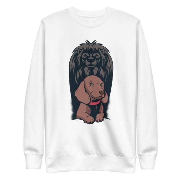 unisex-premium-sweatshirt-white-front-6a1bb8f2ca9e1.jpg Dog Lion Shadow Sweatshirt