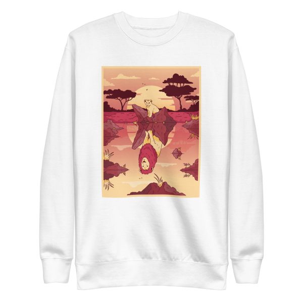 unisex-premium-sweatshirt-white-front-6a1bbae1a8bf2.jpg Lion Reflection Sweatshirt