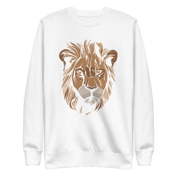 unisex-premium-sweatshirt-white-front-6a1bbb23a198f.jpg Lion Head Grunge Sweatshirt