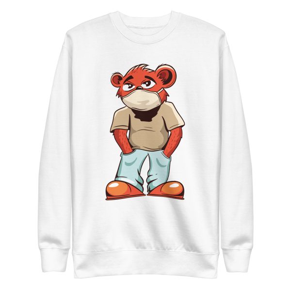 unisex-premium-sweatshirt-white-front-6a1bc7b91cbf7.jpg Bear Face Mask Sweatshirt