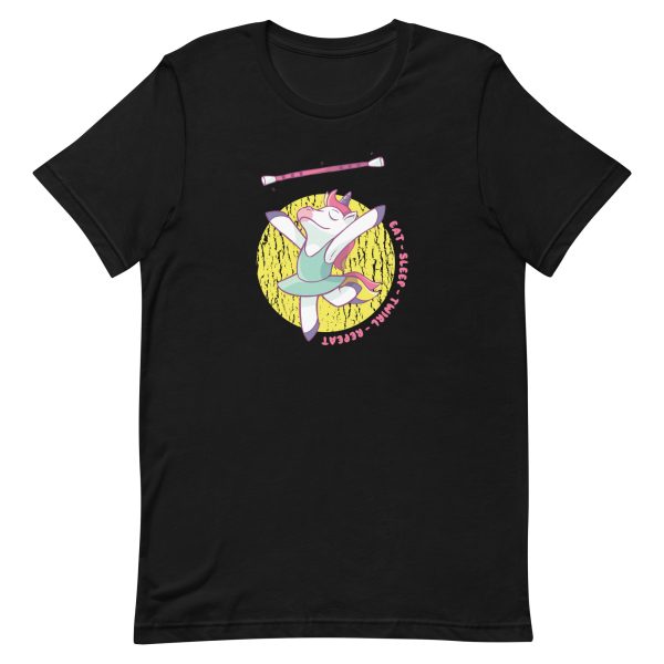 unisex-staple-t-shirt-black-front-6a17b183237b9.jpg Eat Sleep Twirl T-Shirt