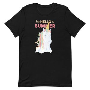 unisex-staple-t-shirt-black-front-6a17fa2b40b35.jpg Summer Unicorn T-Shirt