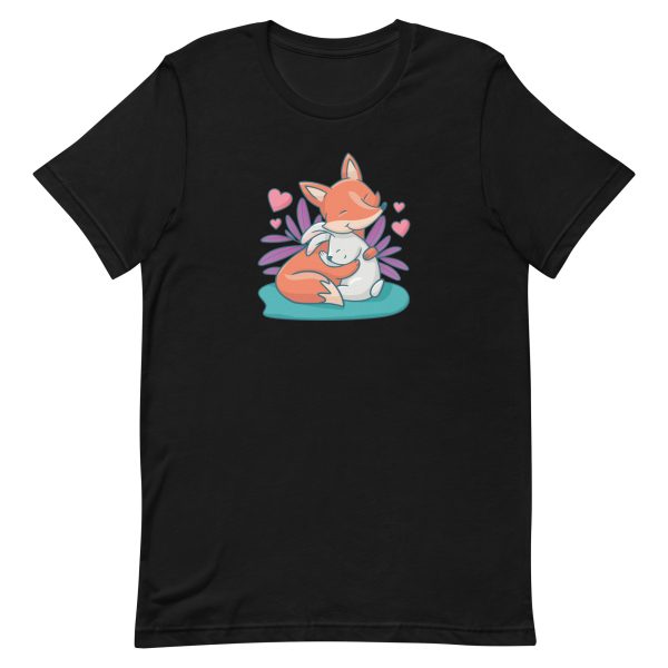unisex-staple-t-shirt-black-front-6a181bab76b68.jpg Fox and Bunny Hug T-Shirt