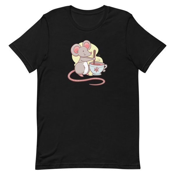 unisex-staple-t-shirt-black-front-6a18211b08291.jpg Mouse Stirring Tea T-Shirt