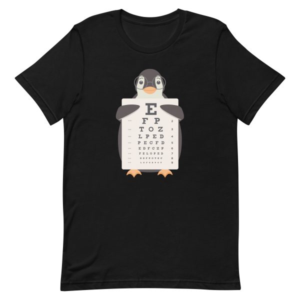 unisex-staple-t-shirt-black-front-6a1824643d8b4.jpg Penguin Eye Chart T-Shirt