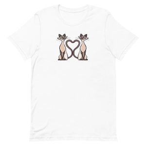 unisex-staple-t-shirt-white-front-6a16da2a40852.jpg Siamese Cats Heart T-Shirt