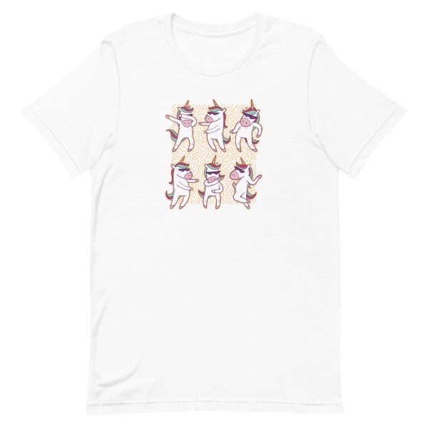 unisex-staple-t-shirt-white-front-6a17e08283616.jpg Unicorn Dancing T-Shirt