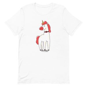 unisex-staple-t-shirt-white-front-6a17ed2404c63.jpg Unicorn Trach Tube T-Shirt